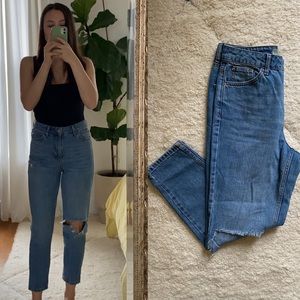 Topshop Hi-Rise Distressed Mom Jeans